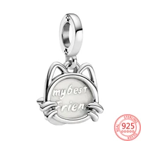 hot sale 100 925 sterling silver pet cat beads women charm pendant fit original pandora bracelet necklace festival jewelry gift