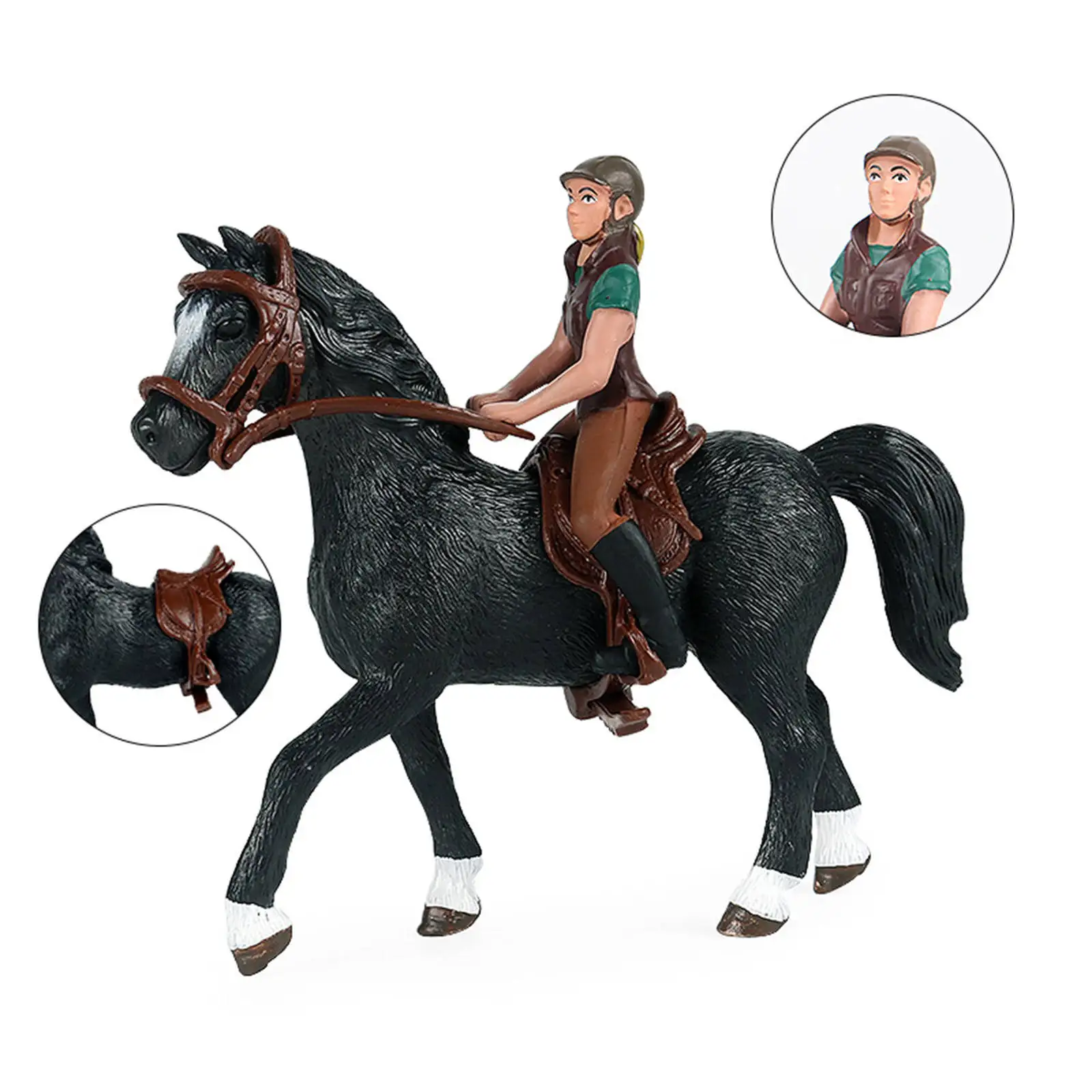 

Коллекционная фигурка лошади с гонщиком, фигурка животного для малышей