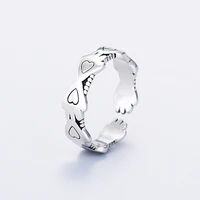 ring retro fashion simple cold wind love heart opening ring thai silver peach heart ring gift lady