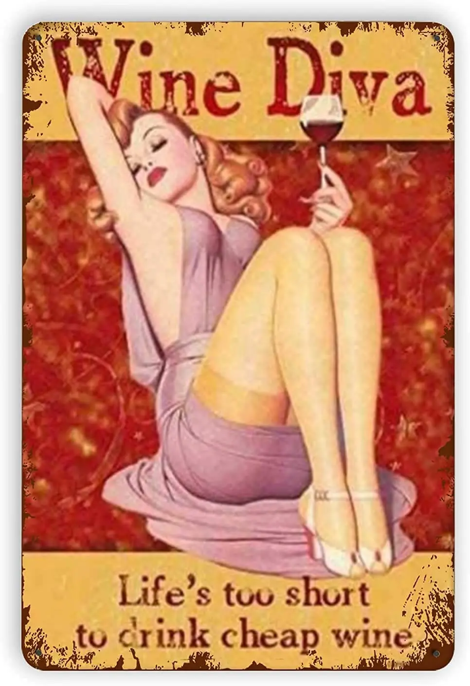 

Винтажный жестяной знак для вина Diva Life's Too Short To Drink, дешевый постер для вина, металлический Плакат Бар, таверна, металлическая пластина для ук...