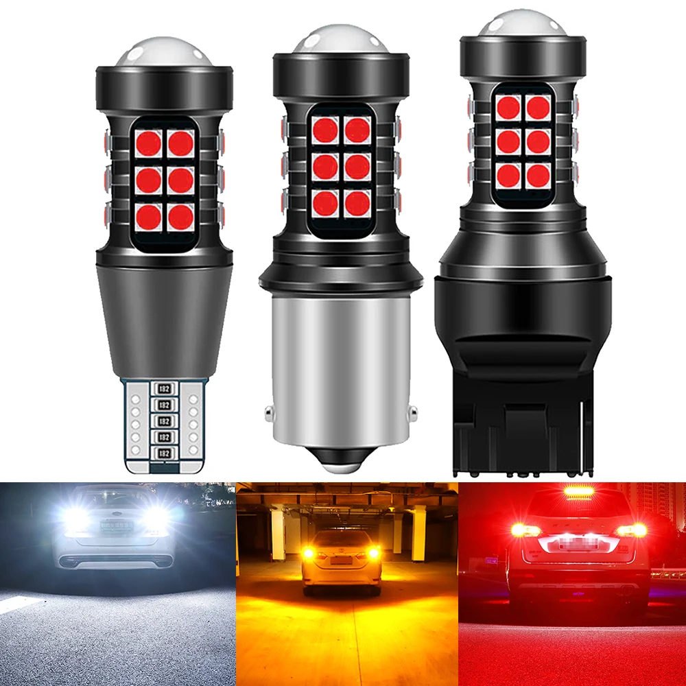 

2Pcs P21W LED White 1156 BA15S BAY15D LED Bulb W21/5W P21/5W R5W P27/7W T15 Car Lights 6500K White Brake Light Reverse Lamp DRL