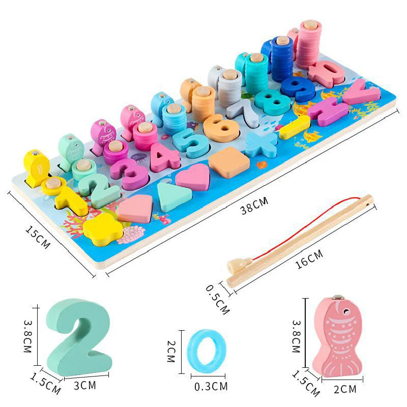 

Montessori Preschool Math Toy Count Geometric Shapes Figures Magnetic Fishing Building Blocks Puzzle Busy Board Educational Toys