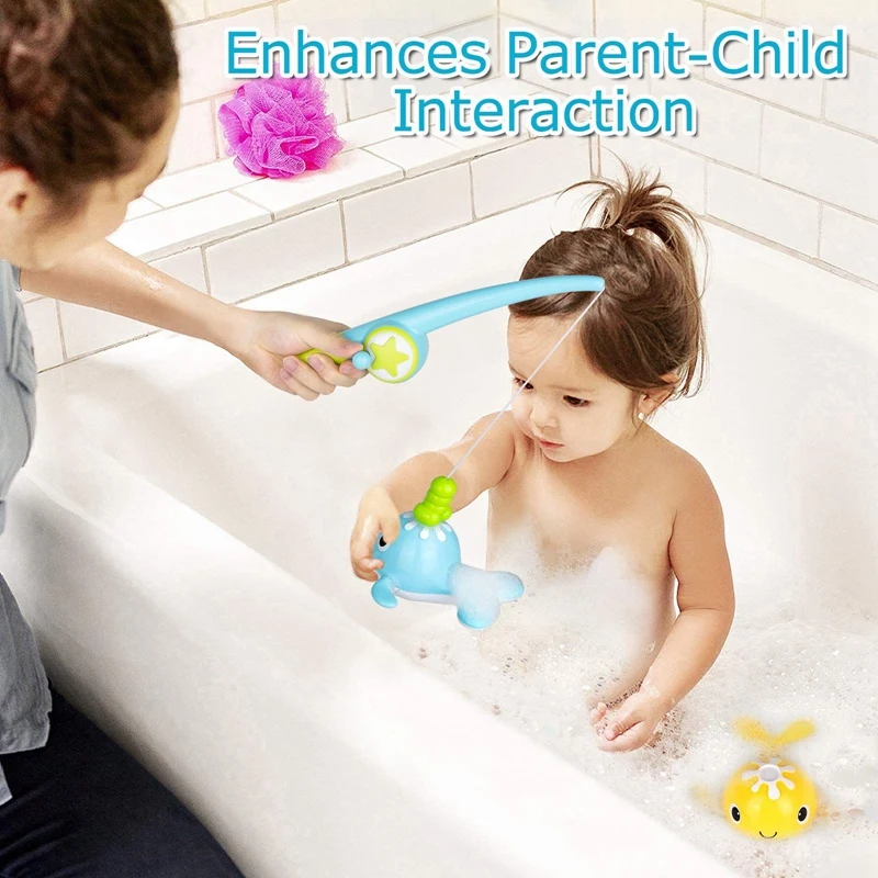 

Bath Toys Magnetic Fishing Games Wind-Up Swimming Whales Water Table Pool Bath Fun Time Bathtub Tub Toy for Toddler