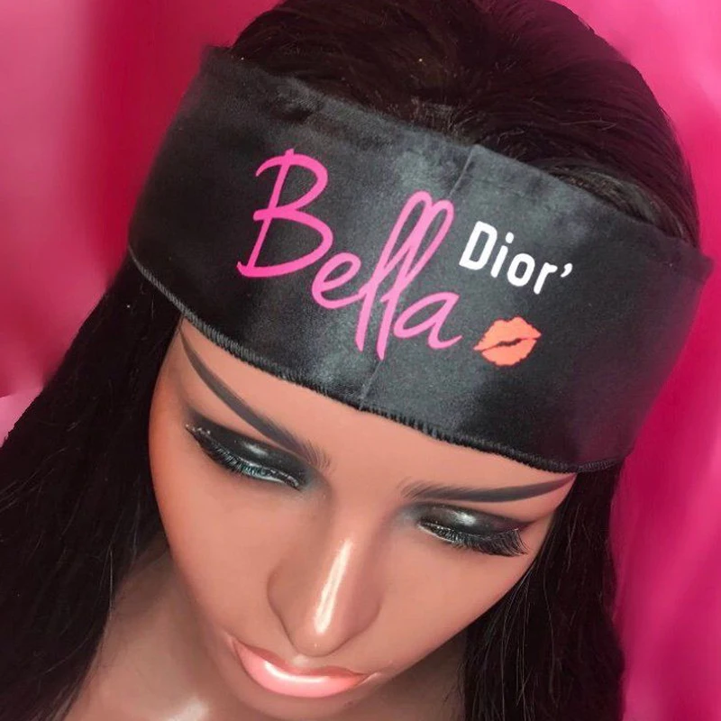 Блестящий логотип разноцветный новая Женская атласная шляпа/повязка на голову