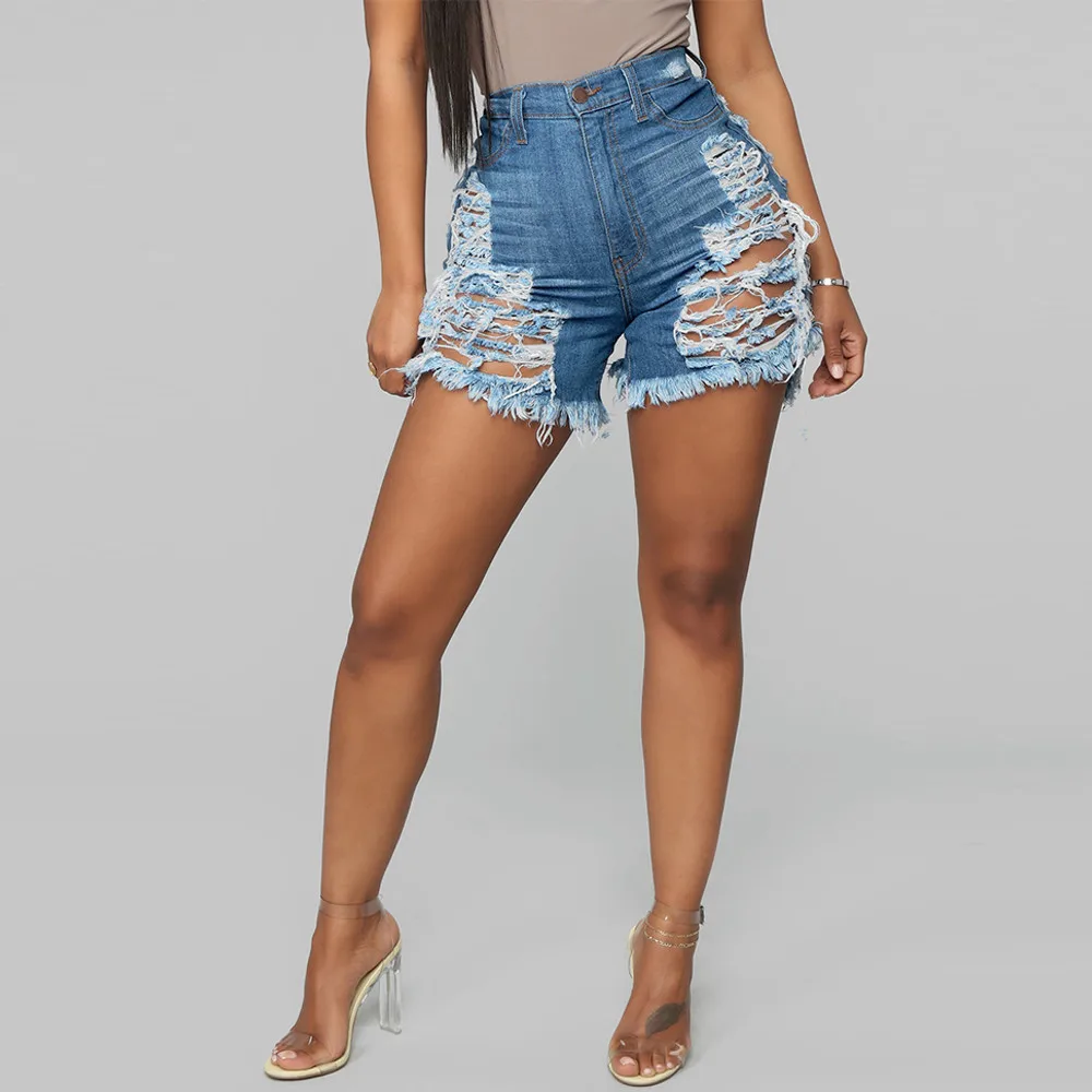 

С высокой талией выдалбливают рваные джинсы для женщин женская обувь на застежке молнии спереди узкие укороченные штаны повседневные Модн...