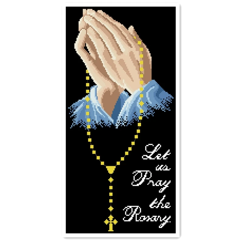 Наборпосылка для вышивки крестиком Let us pray Набор черной тканью 18 карат 14 11 своими