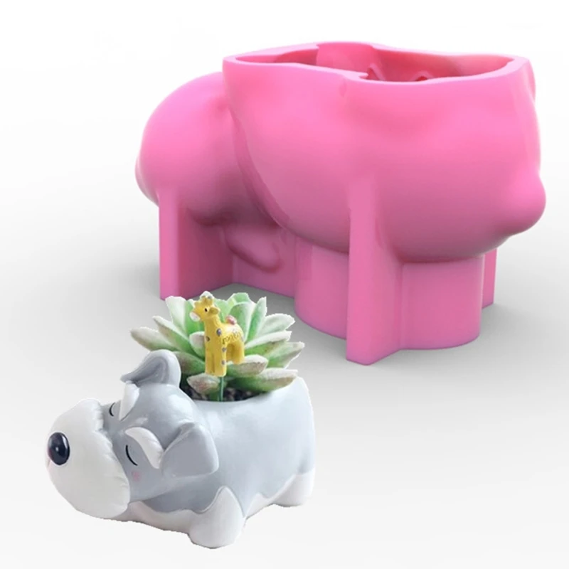 

Handmade Dog Shaped Flower Pot Epoxy Resin Mold Succulents Potted Cement Pot Silicone Mould DIY Crafts Home Decorations Casting