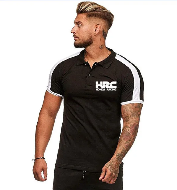 Рубашка-поло мужская с логотипом машины хлопок однотонная лацканами