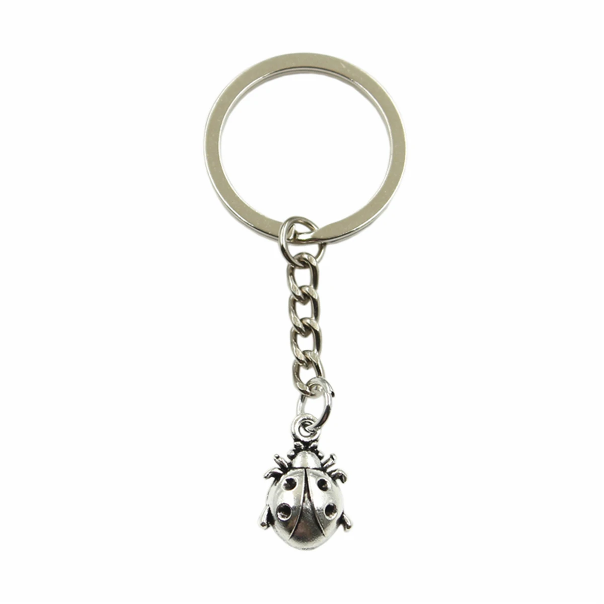 

Factory Price Ladybug Bug Pendant Key Ring Metal Chain Silver Color Men Car Gift Souvenirs Keychain Dropshipping