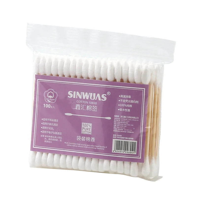 100 шт./упак. ватный тампон с двойной головкой женский макияж хлопковые