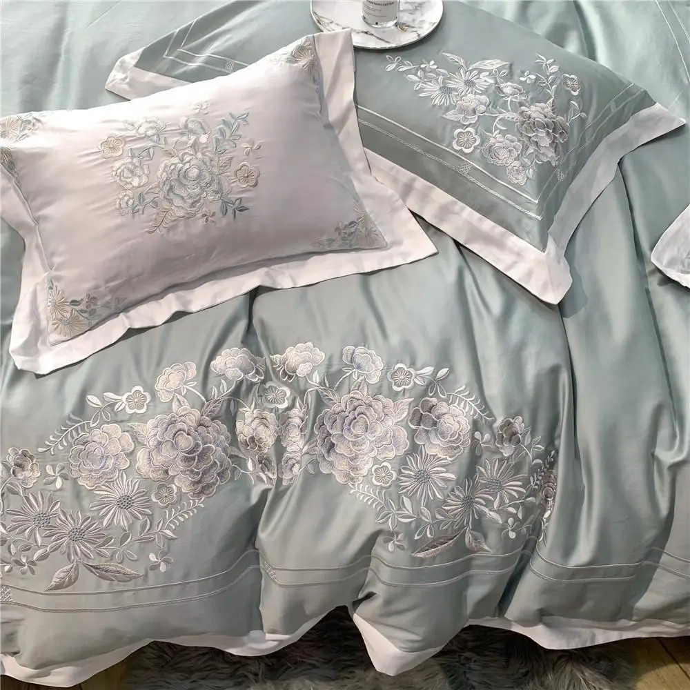 

30 80S Egyptian cotton Bedding Set Luxury embroidery Bed set high density Duvet Cover Beddingset
