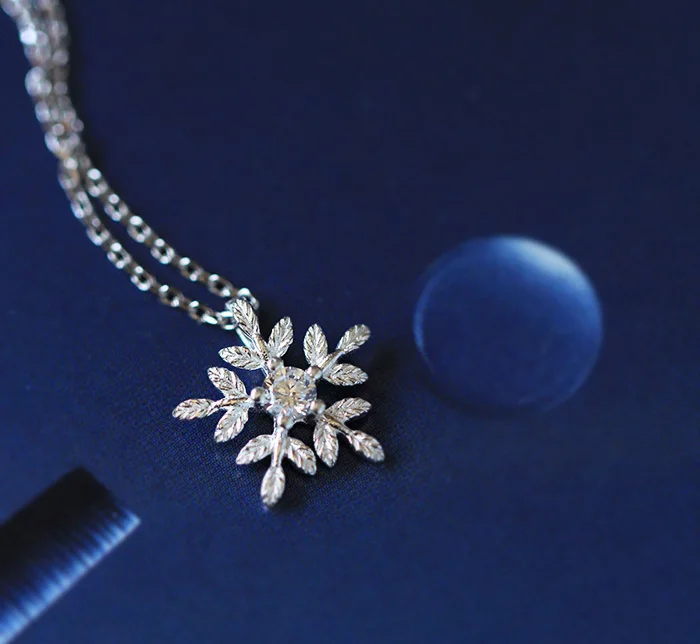 Новый 925 Стерлинговое Серебро Циркон Снег ожерелья с подвесками модная