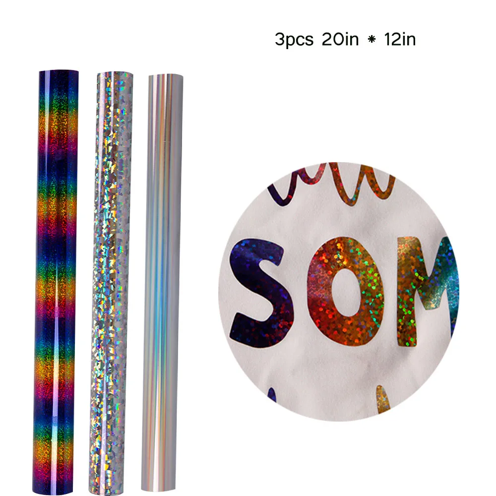 

HOHOFILM, 3 упаковки, 20 дюймов x 12 дюймов, полиуретановая теплопередача, виниловая многоцветная Футболка с термопечатью, виниловая пленка HTV, вини...