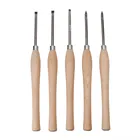 Токарное долото инструменты для токарной обработки древесины из легированной стали, с деревянной ручкой и вставками из карбида дерева, деревообрабатывающий инструмент 5 типов