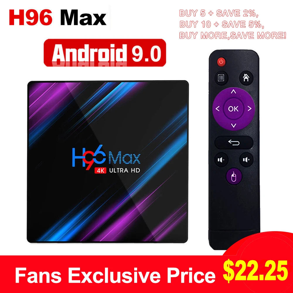 Android 9,0 ТВ приставка H96 Max Rockchip RK3318 4K Смарт ТВ приставка 2,4G& 5G Wifi BT4.0 H96Max 4 Гб 64 Гб медиаплеер Android приставка
