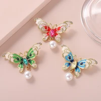 butterfly enamel pins pearls and diamonds metal plastic jewelry brooches badge accessories backpack cap gift for women men