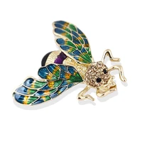 gold and silver cicada brooches for women and men crystal enamel brooch pins christmas gifts
