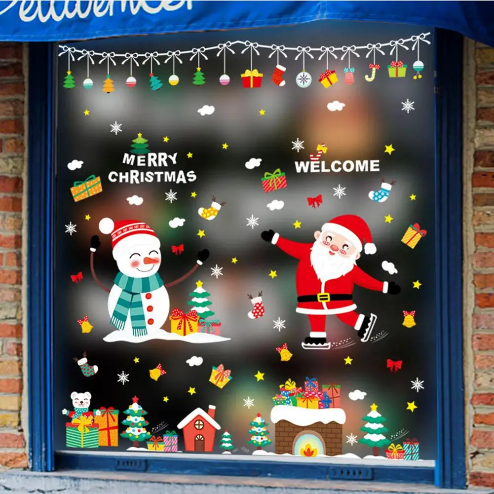 Новый год 2021 рождественские настенные стенды для украшения окон Санта Клаус
