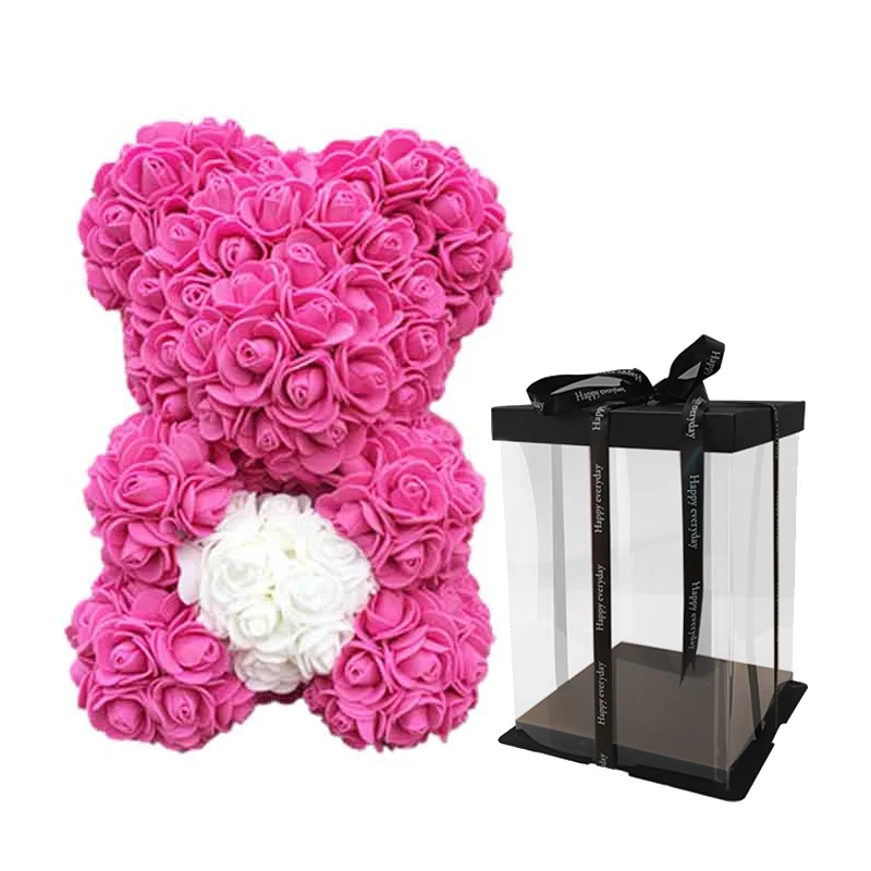 20cm pink white box Дешево 40 см красный медведь Роза плюшевый медведь Роза цветок искусственные украшения Рождественские подарки для женщин подарок на день Святого Валентина - Цвет: 20cm pink white box