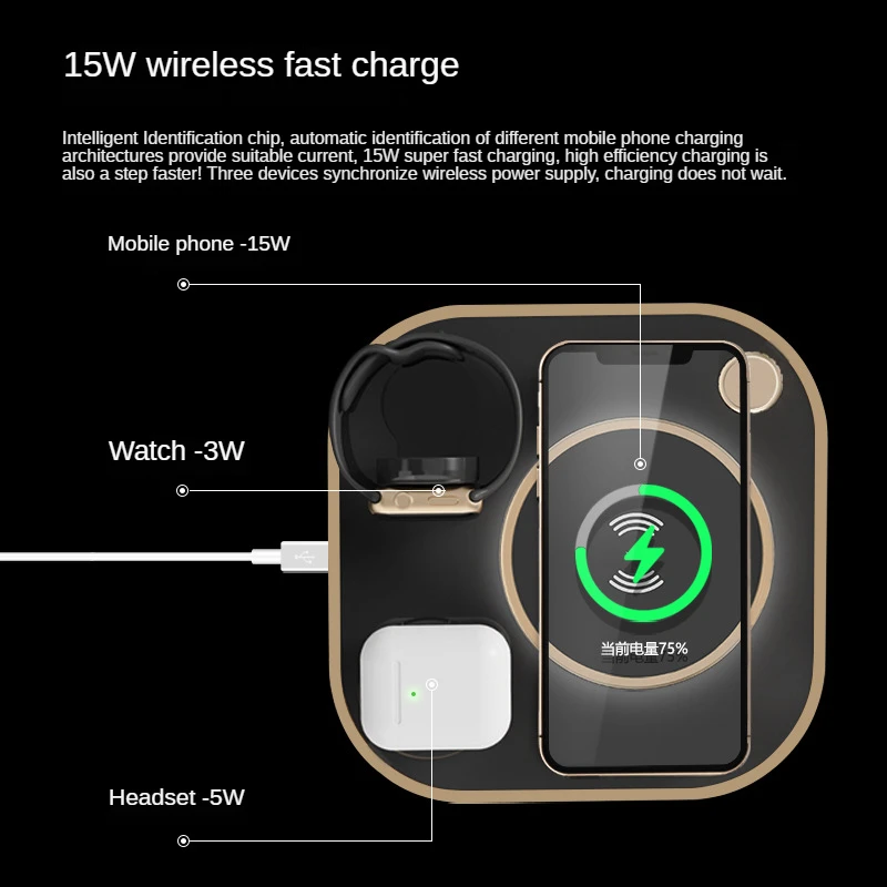 modern led office desk lamp wireless charger lamp 15w fast 3 in 1 wireless charging for iphone phone watch earphone free global shipping