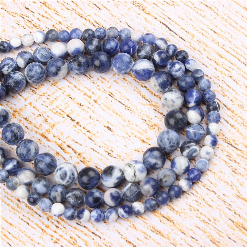 

4 6 8 10 12 MM New Blue Natural Stones Round Loose Beads For Jewelry Making Bracelet Necklace Diy