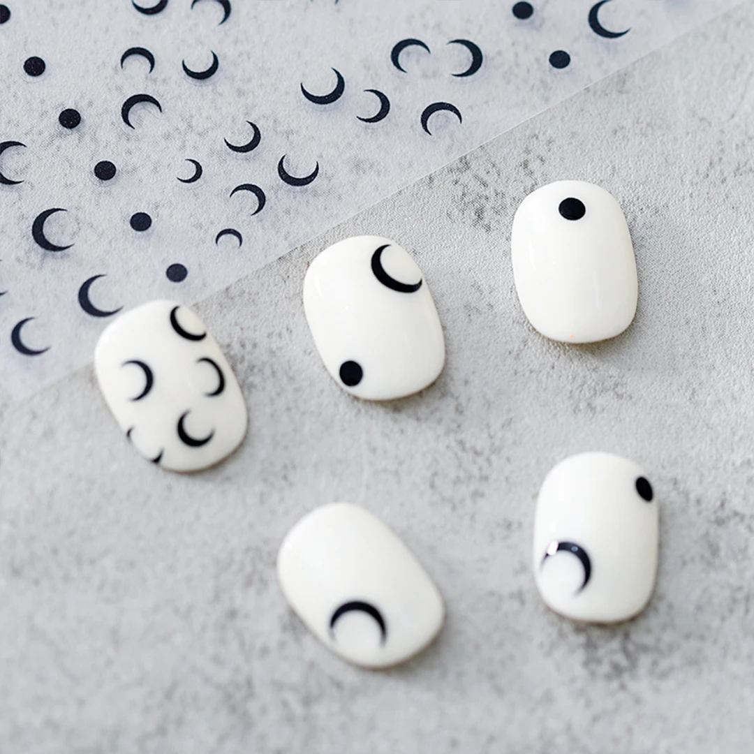 Наклейки с Луной круглые высококачественные 3d наклейки для ногтей гравировкой