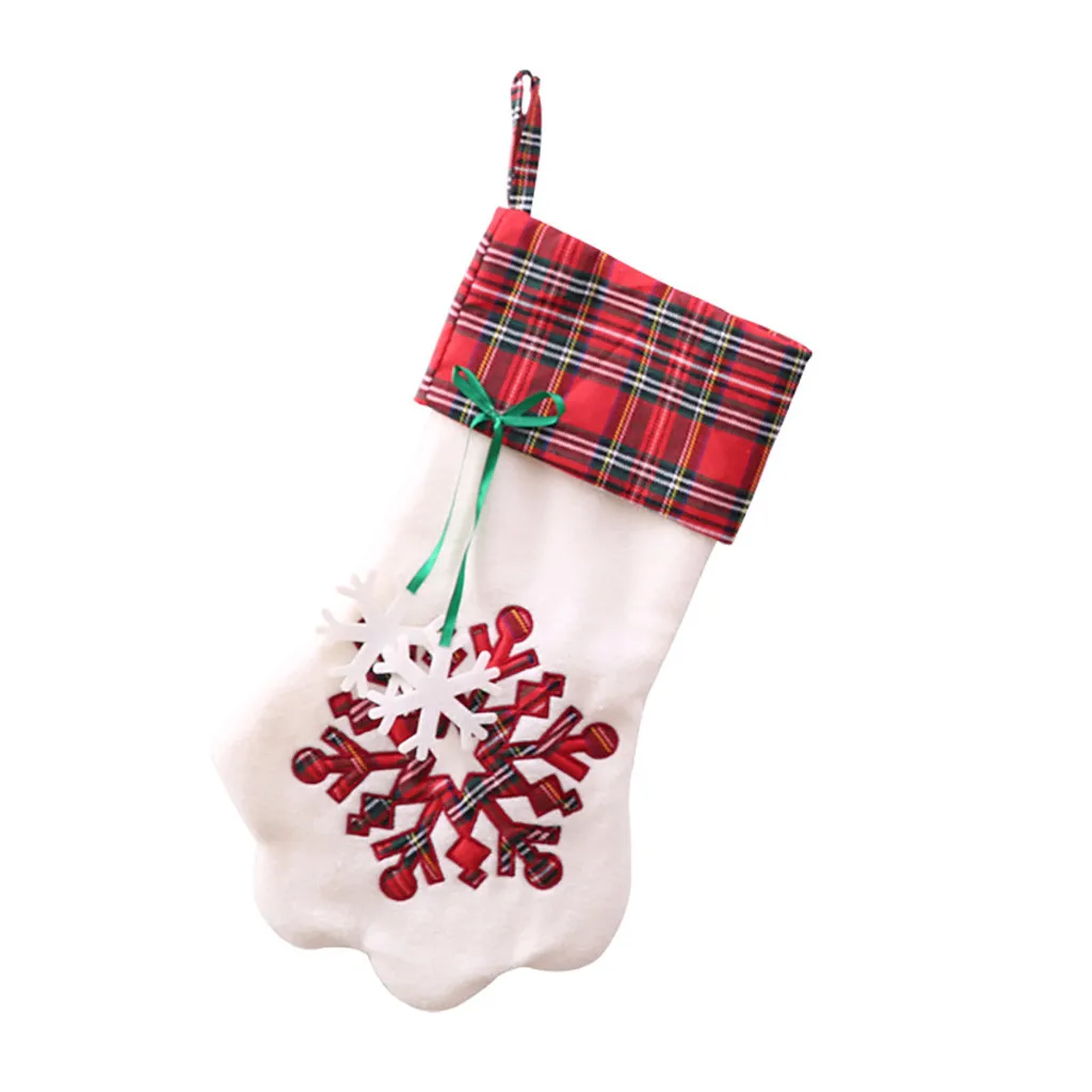 Xmas Tree Ornament Socks Decoration Party Holiday Merry Christmas Dog Paw Pattern Decor Gift Pendant New Year Gif 2pcs L*5 | Дом и сад