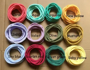 100 шт.лот, супер мягкие тонкие нейлоновые повязки на голову, ширина 6 мм, оптовая продажа эластичных нейлоновых повязок