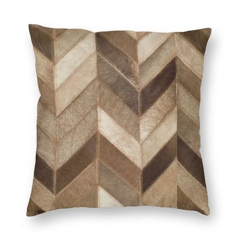 

Крутая коричневая нашивка из воловьей кожи, наволочка для подушки, украшение, 3D двухсторонний наволочка для дивана с принтом загара, меха, ж...