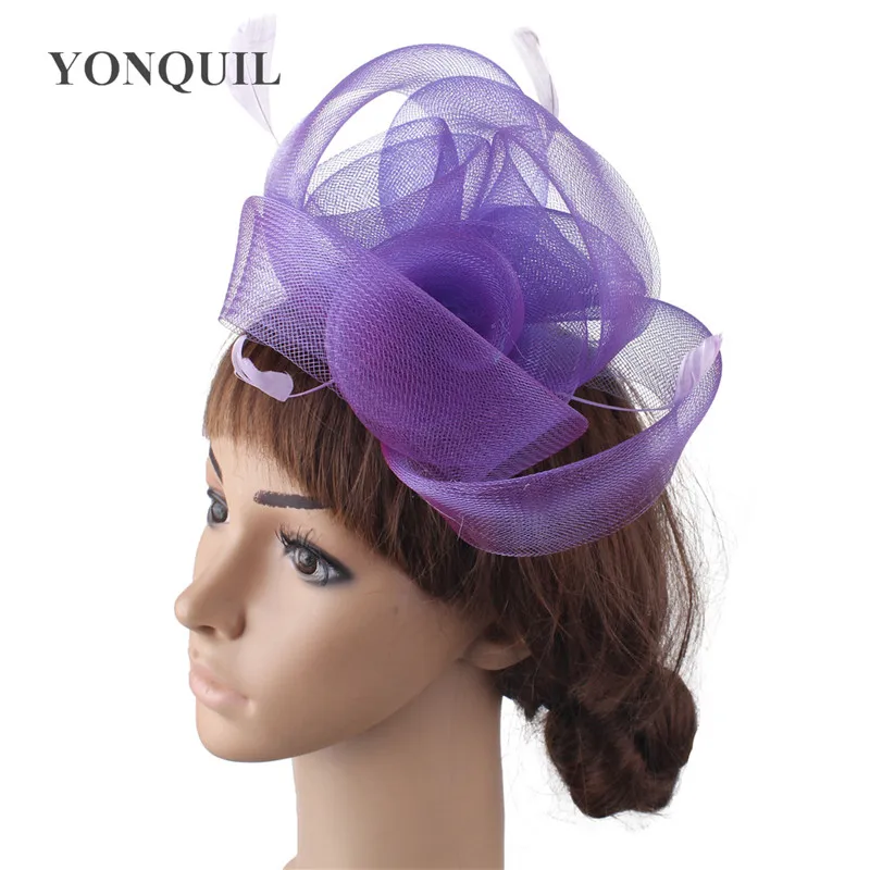 Винтажный темно синий кринолин цветок вуалетки аксессуары для волос шляпы