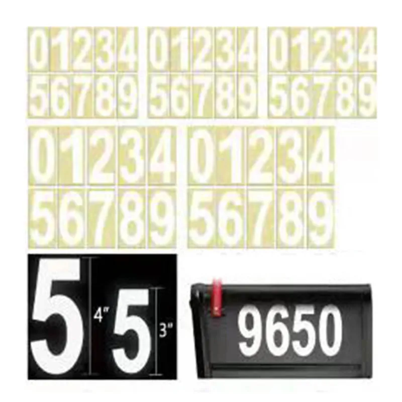 

4 листа, Яркие Светоотражающие самоклеящиеся наклейки 0-9