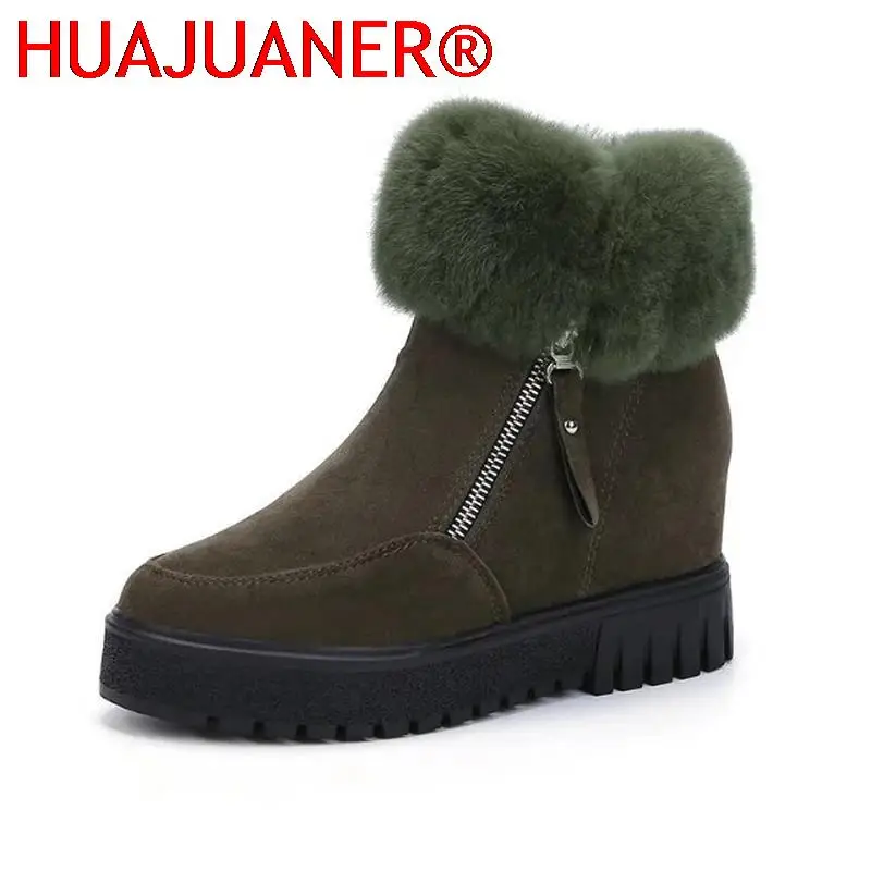 

Platform Women Boots Ankle Snow Boots Increased Internal Wedges Winter Autumn 2022 Fashion Turned-over Faux Suede High Quality