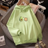 2021new korean couple hoodies lovers harajuku cute avocado vegan bread cartoon hoodies women harajuku oversize sweatshirts
