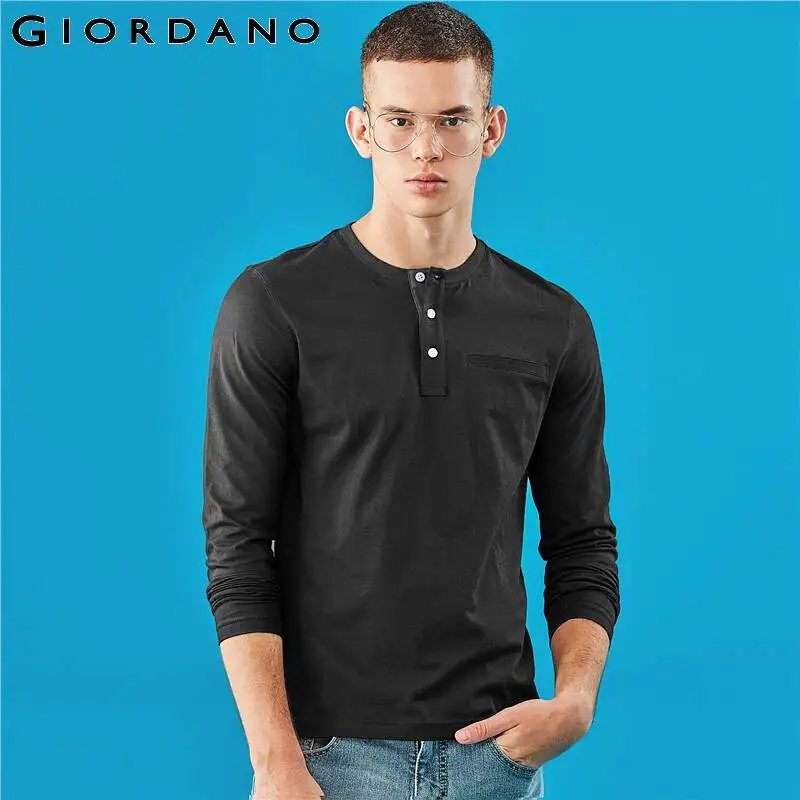 Giordano мужская водолазка с длинными рукавами и круглым воротом на пуговицах из