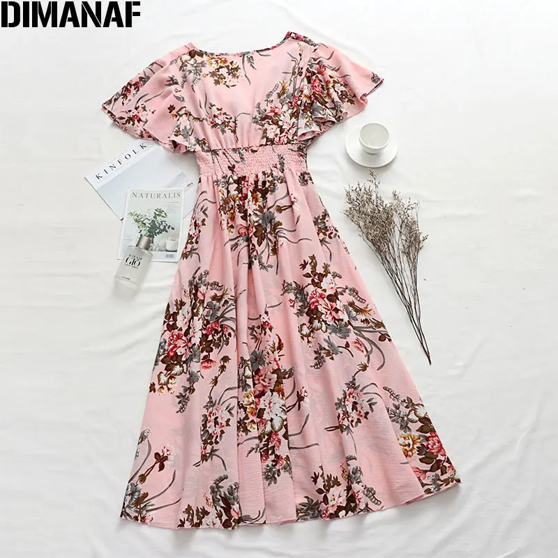 Женское платье с цветочным принтом DIMANAF свободное для отдыха в пляжном стиле