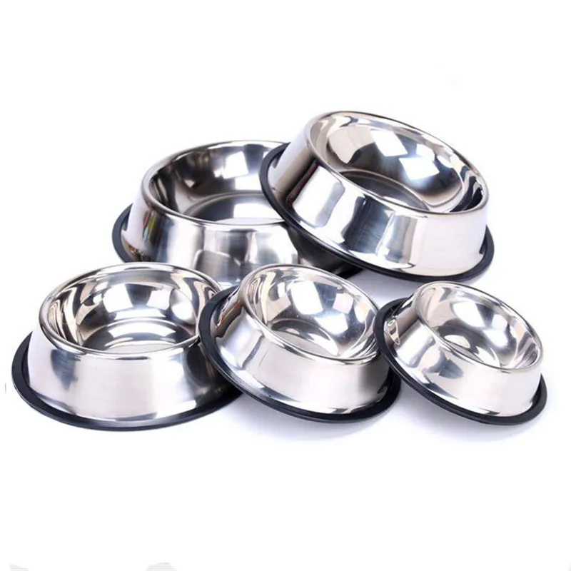 

New Dog Cat Bowls Stainless Steel Travel Footprint Feeding Feeder Water Bowl For Pet Dog Cats Puppy Outdoor Food Dish 3 Sizes