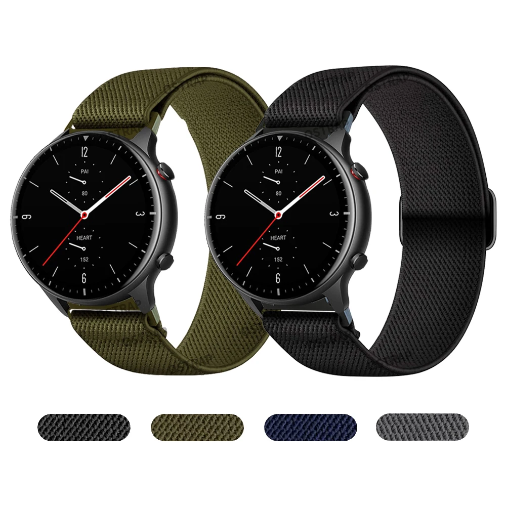 

Nylon Solo Loop Strap For Huami Amazfit GTR 2 band Fabric Elastic for Amazfit GTS 2 Bip S & Stratos 3 Belt bracelet Watchbands