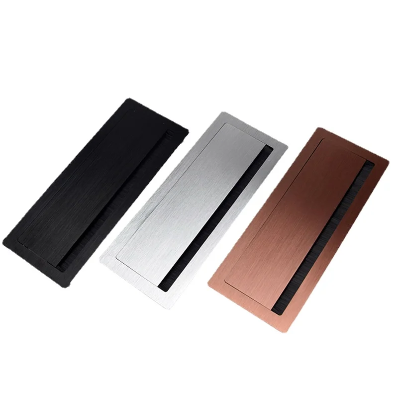 W120*H300mm Rectangle Aluminum Table Cabinet Desk Wire Cable Tap Grommet Soft Quiet Flap Cover Tone Computer Brush | Обустройство