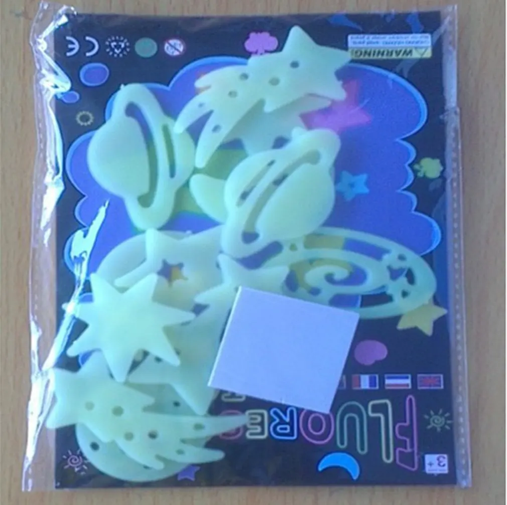 

12pcs/bag Cosmic Planet wall sticker Fluorescent Kids Bedroom Night Wall Sticker background Cosmic Rocket Planet Set Home Decor