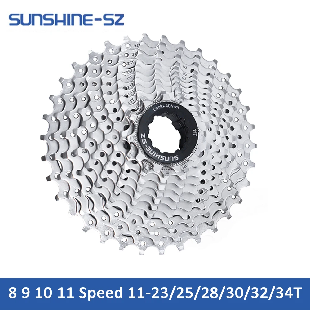 Велосипедная кассета SUNSHINE Road 8 9 10 11 12 Скоростей Velocidade 11-23T/25T/28T/30T/32T/34T велосипед самокат MTB Звездочка для SHIMANO - изображение