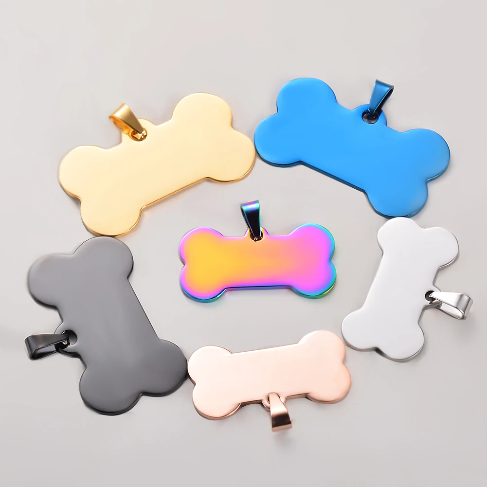 10 шт. оптовая продажа аксессуары для собак из нержавеющей стали в форме кости