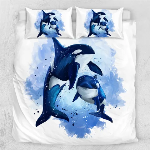 Постельное белье Orcinus Orca пододеяльник набор киллер киты покрывала Морская жизнь Комплект постельного белья морской синий акварельный покрывало для кровати 3 шт