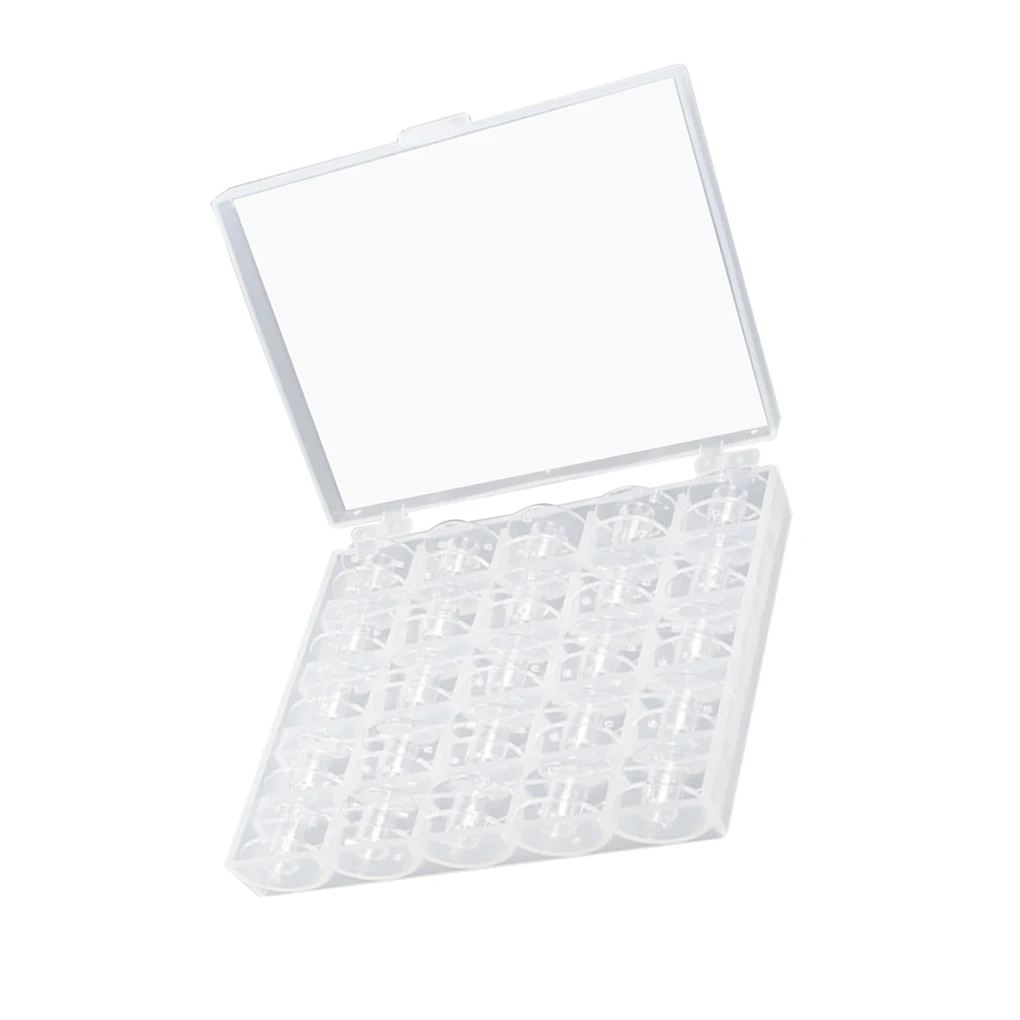 

Transparent Bobbin Storage Case with 25Pcs Bobbins Sewing Machine Bobbins Container Box Sewing Reels Holder