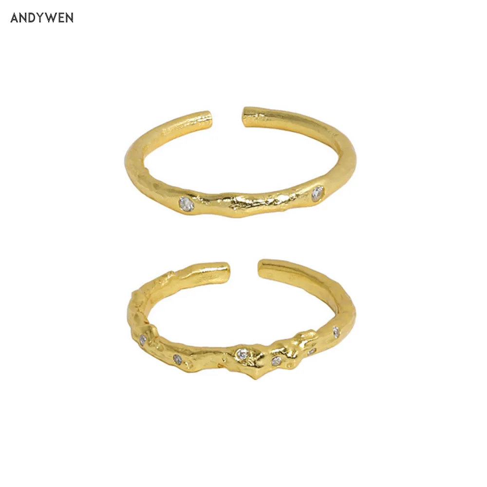 

Женское кольцо с изменяемой линией ANDYWEN, изящное кольцо неправильной геометрической формы из стерлингового серебра 925 пробы с изменяемым ра...