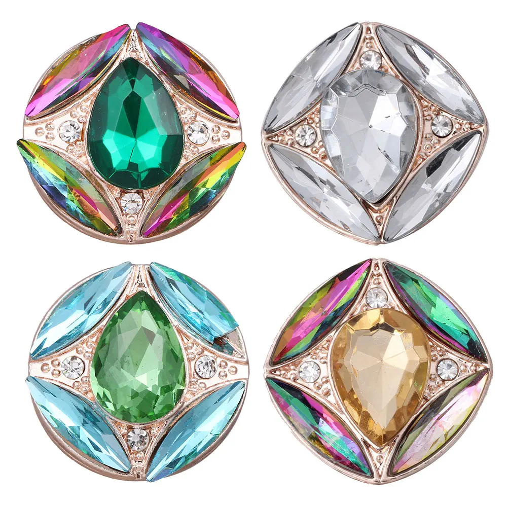 

Gingersnap Button Jewelry Rhinestone Flower 18mm Metal Snap Buttons Fit Snap Button Bracelet for Women Jewelry VN-2047