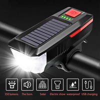 bike light bicycle front light with horn solar usb charging led flashlight 3 modes t6 night riding headlight bicycle accessories