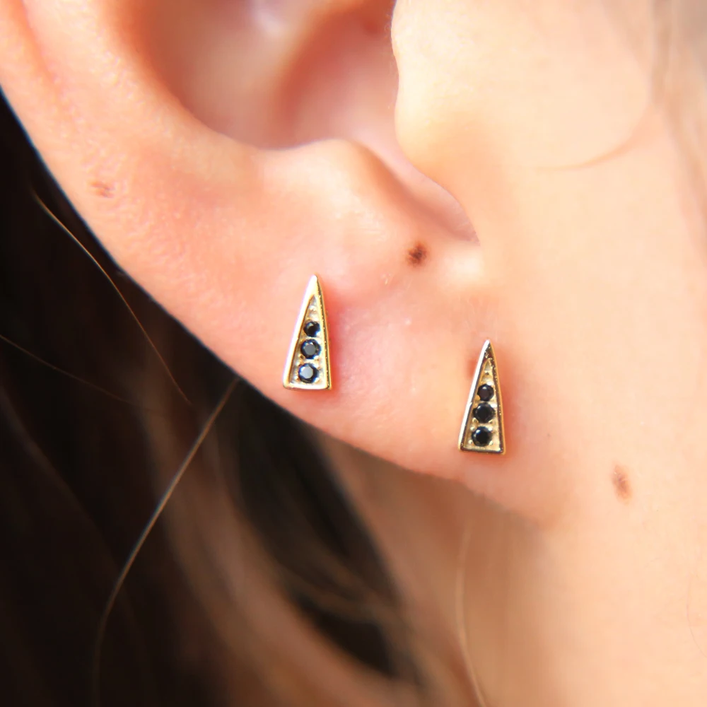 Рождественский подарок минималистичные крошечные треугольные шпильки паве три