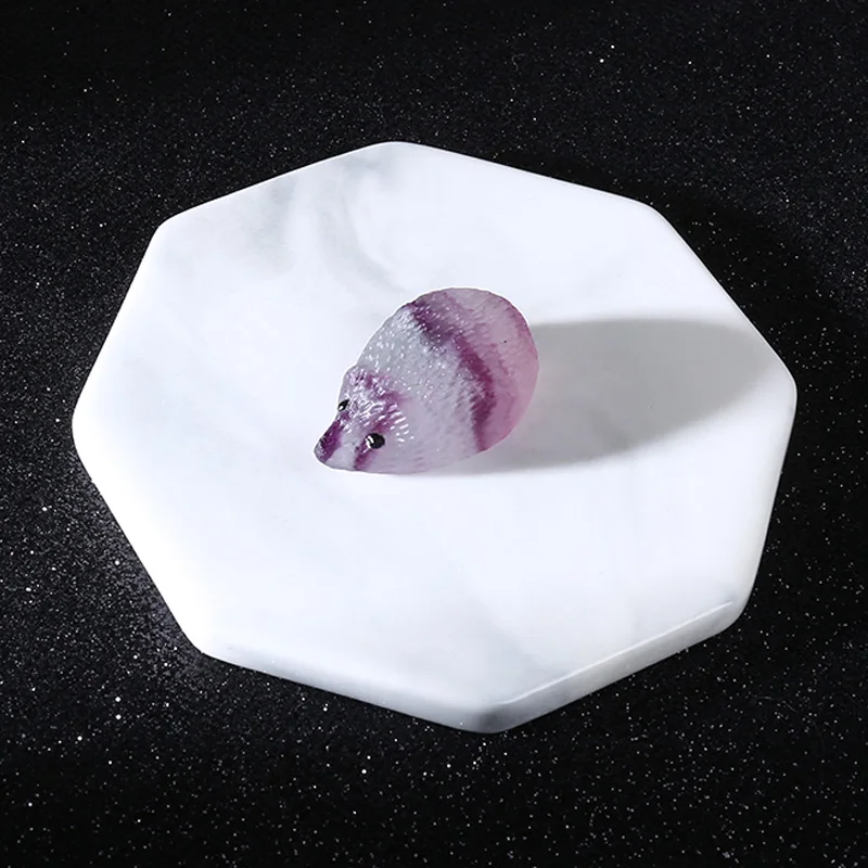 

Mini Desktop Ornament Hedgehogs-shaped Colorful Fluorite Crystal Stones Cute Home Decoration Accessories H99F