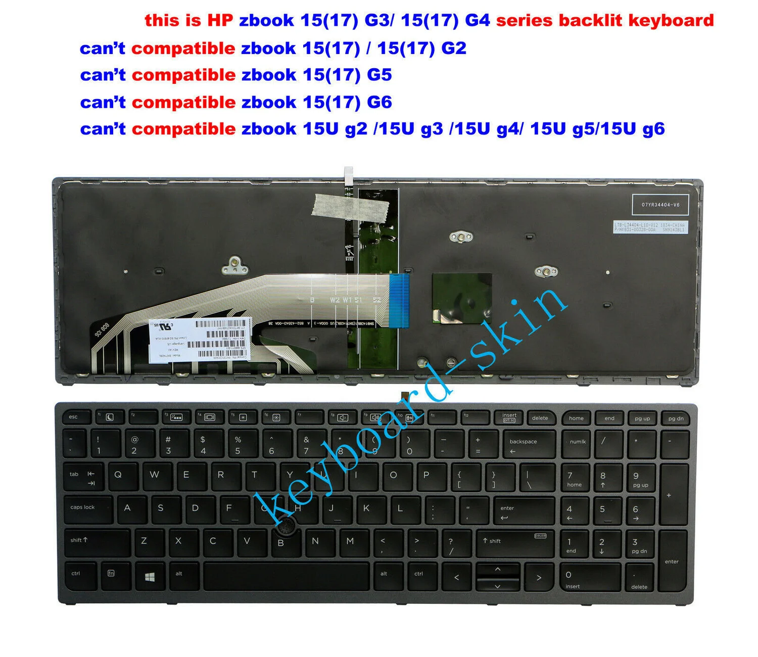 New US backlit Keyboard for HP Zbook 15 G3 G4/17 G3 G4 84831