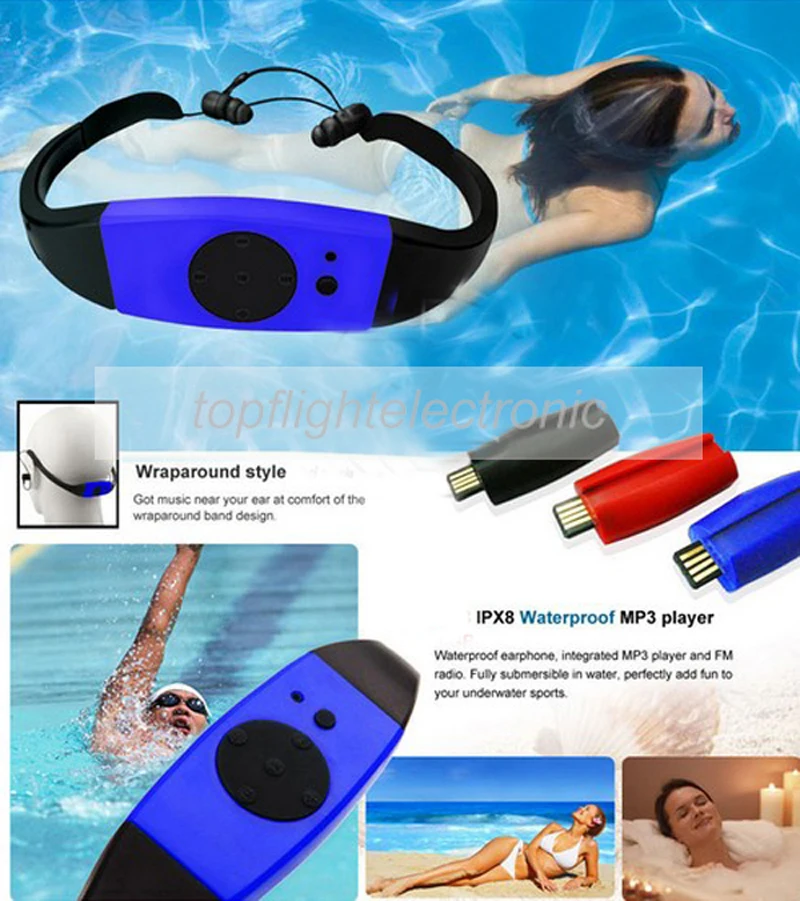 

4GB/8GB Waterproof IPX8 Diving Swimming Surfing MP3 Player Headset Music Player